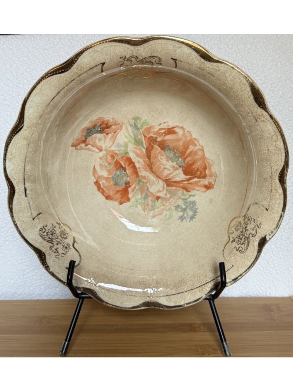 McNicol bowl Pottery Clarksburg WV 9 In DISPLAY DECORATIVE STAINS CRAZING VTG